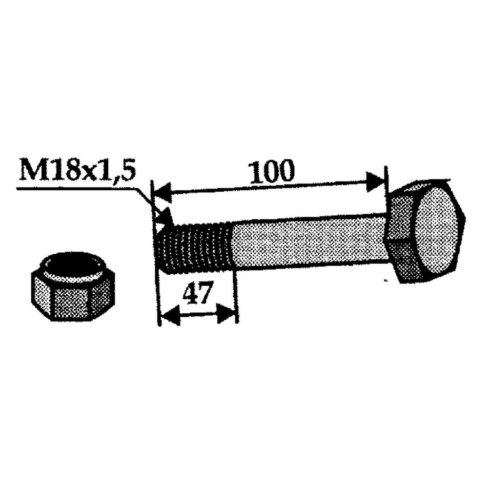 Schraube M18x1,5x100mm 10.9 mit Mutter