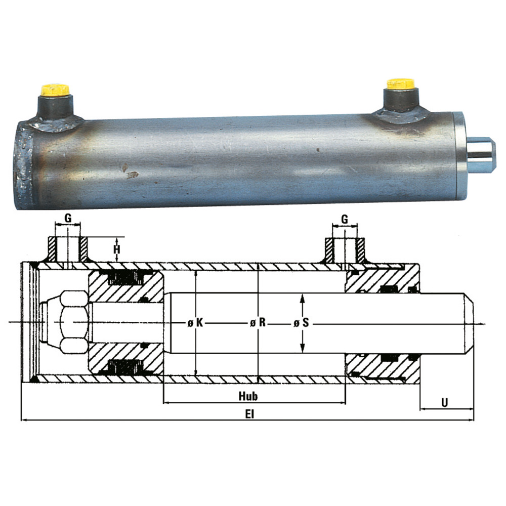 Hydraulikzylinder Kolben-Ø K= 120 mm, Kolbenstange-Ø S = 70 mm, HY-Zylinder  doppeltwirkend