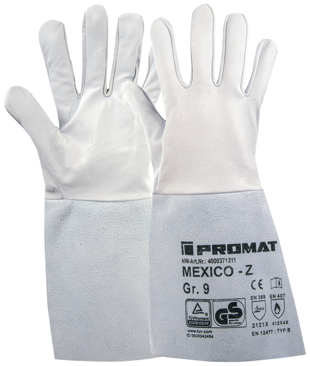 Schweißerhandschuhe Mexico Z Größe 10 grau Ziegennappa-/Spaltleder EN 388 Kategorie II